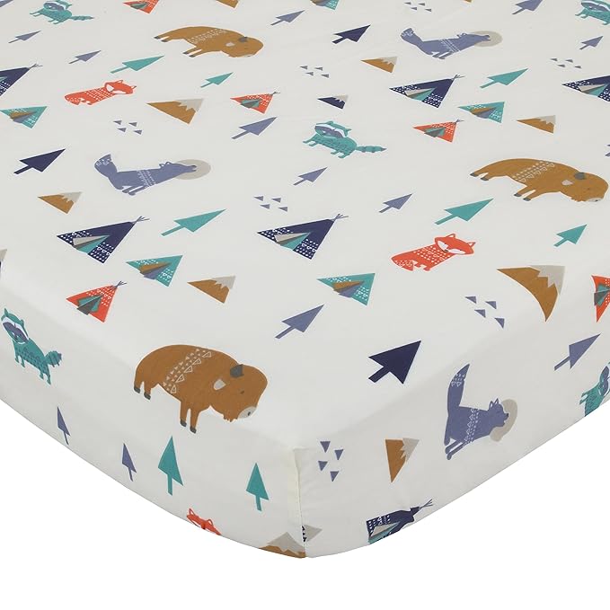 Carter's Aztec 4 Piece Toddler Bedding Set, Navy, Cream, Orange, Beige