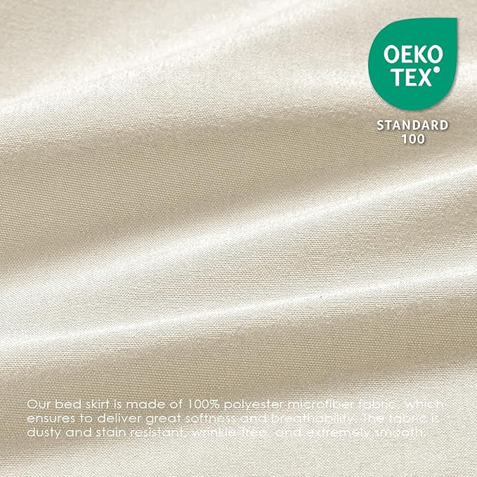 FreshCulture Queen Bed Skirt, Elastic Wrap Around Bed Skirt Queen Size, Bed Skirts for Adjustable Bed, Easy Fit with 22 Inch Drop Length, Hotel Quality Dust Ruffle for Queen Bed (Cream)