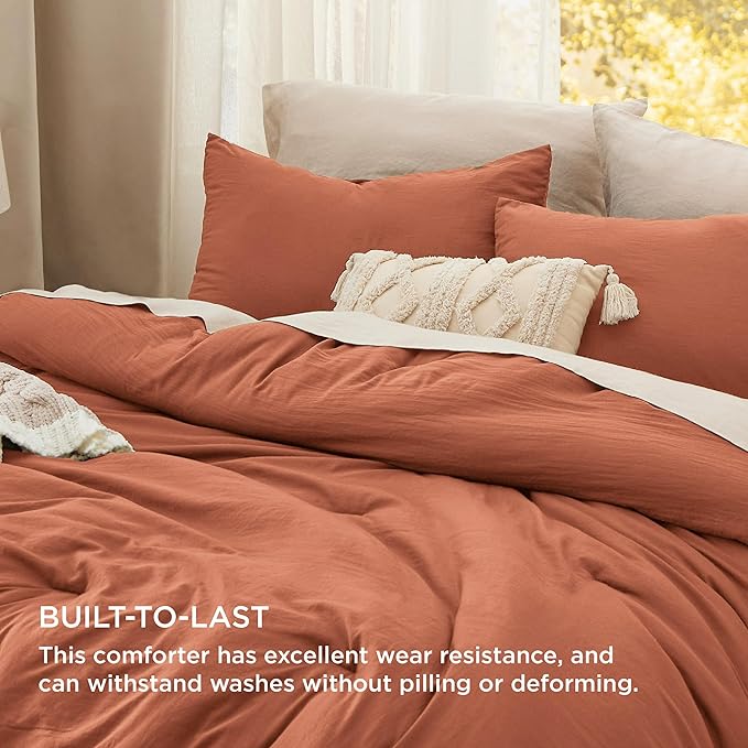 Bedsure King Comforter Set, Orange Soft Prewashed Bedding for All Seasons, 3 Pieces GentleSoft™ Bed Set, 1 Lightweight Comforter (104"x90") and 2 Pillowcases (20"x36")