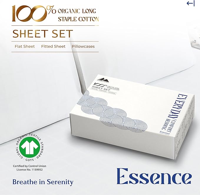 Mayfair Linen 100% Organic Cotton Printed Sheets Twin XL Size - 3 PC Organic Cotton Percale Sheets Twin XL (Floral Ivory), Cooling Sheet for Dorm Room, 16" Deep Pocket Hotel Bedding - GOTS Certified