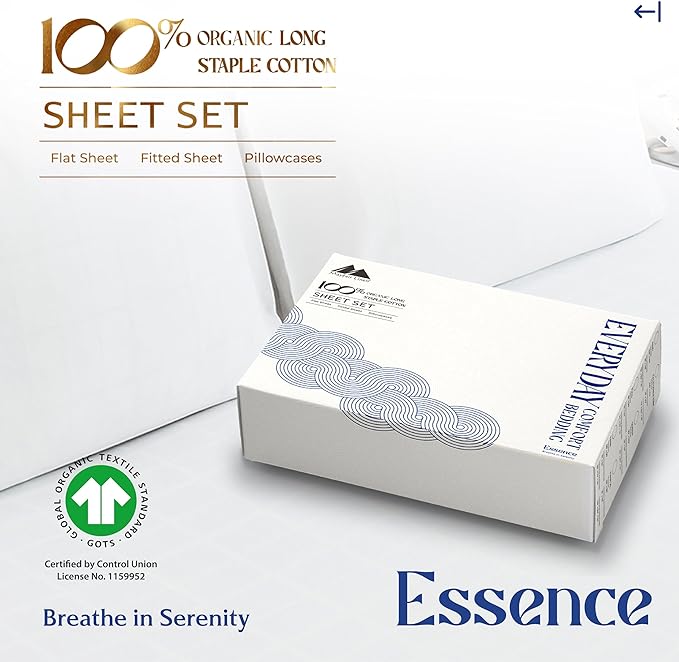 Mayfair Linen 100% Organic Cotton Printed Sheets King Size - 4 PC Organic Cotton Percale Sheets King Set (Floral Blue), Cooling & Breathable Bedsheets, 16" Deep Pocket Hotel Bedding - GOTS Certified