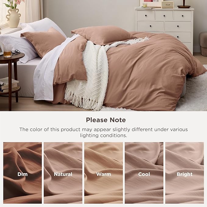 Bedsure Mocha Mousse Duvet Cover Queen Size - 3 Pieces Prewashed Extra Soft Bedding Set, Includes 1 Duvet Cover 90x90 Inches with Zipper Closure & 2 Pillow Shams, Comforter Not Included