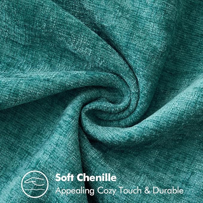 MIULEE Pack of 2 Couch Throw Pillow Covers 22x22 Inch Teal Farmhouse Decorative Pillow Covers with Stitched Edge Soft Chenille Solid Dyed Spring Pillow Covers for Sofa Bed Living Room