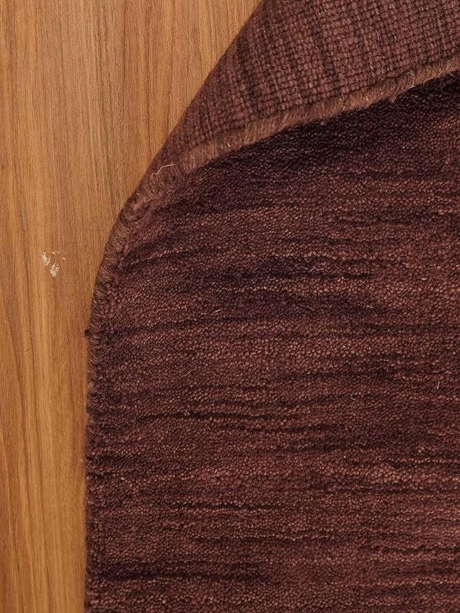 Hand Knotted Loom Wool ECO-Friendly Area Rugs - 5'x8', Rectangle, Purple Color, Solid Plain Design, High Pile Handmade Anti Skid Area Rugs for Living Room, Bed Room (L00111)
