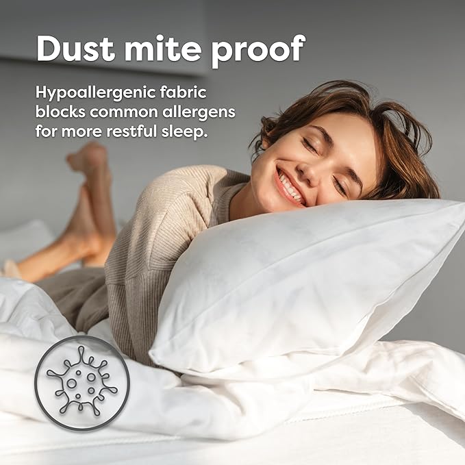 HOSPITOLOGY PRODUCTS Box Spring Encasement - Zippered Bed Bug Dust Mite Proof Hypoallergenic - Sleep Defense System - Queen –60" W x 80" L