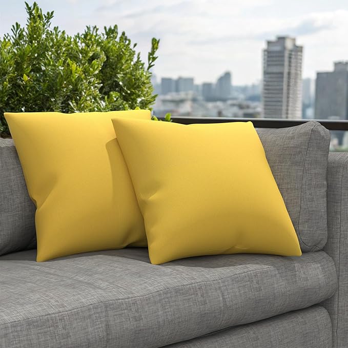 Covers & All Sunbrella Outdoor Throw Pillows, Pack of 2 Water Resistant & UV Fade Resistant Premium Square Throw Pillows (Inserts with Covers) for Indoor & Outdoor Use,24" x 24" Canvas Sunflower