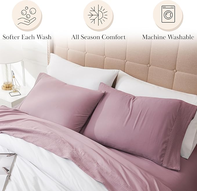 Southshore Fine Living, Inc. King Bed Sheets Deep Pocket Set with 21" Deep King Fitted Sheet, King Size Pillow Cases Set of 2 | Hotel Luxury Quality | Easy Care Microfiber Sheets | Lavender