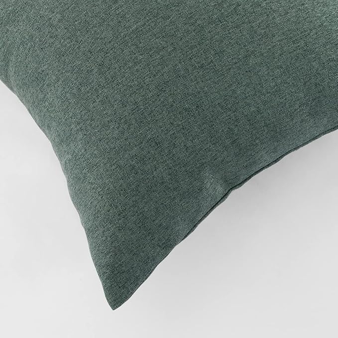 AMBERIS 2 Pillowcases (45×45cm)(Without Insert) Blue-Green, Imitation Linen Decorative 2 Pillowcases (Without Insert) for Home Hotel