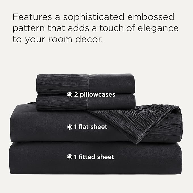 Bedsure California King Sheet Sets - 4 Pieces Soft Cal King Sheets - Breathable & Cooling - Hotel Luxury - Easy Care Polyester Microfiber Bedding for Women, Men, Black