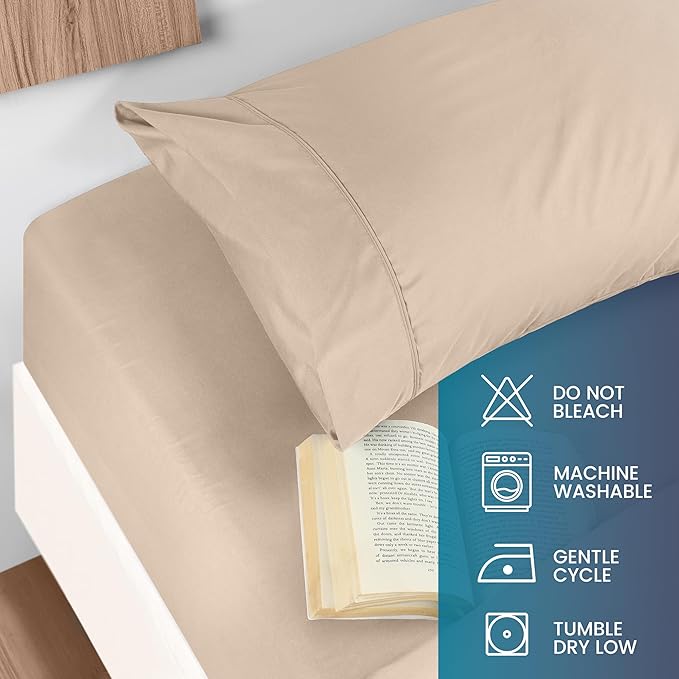 Utopia Bedding Twin Size 3 Piece Sheet Set - Brushed Microfiber - Soft Bed Sheets for Twin Size Bed Set - Includes 1 Fitted, 1 Flat, & 1 Pillow Case - Deep Pocket (Beige)