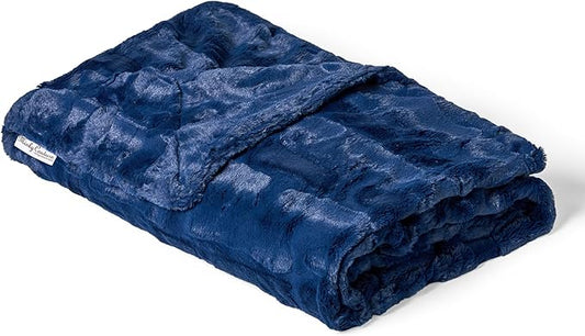 Minky Couture Sorbet Blanket - Ultra-Soft Throw for Silky Smooth Comfort - Premium Decorative Throw Blanket - Midweight, Breathable Fabric - Machine Washable Travel, Navy
