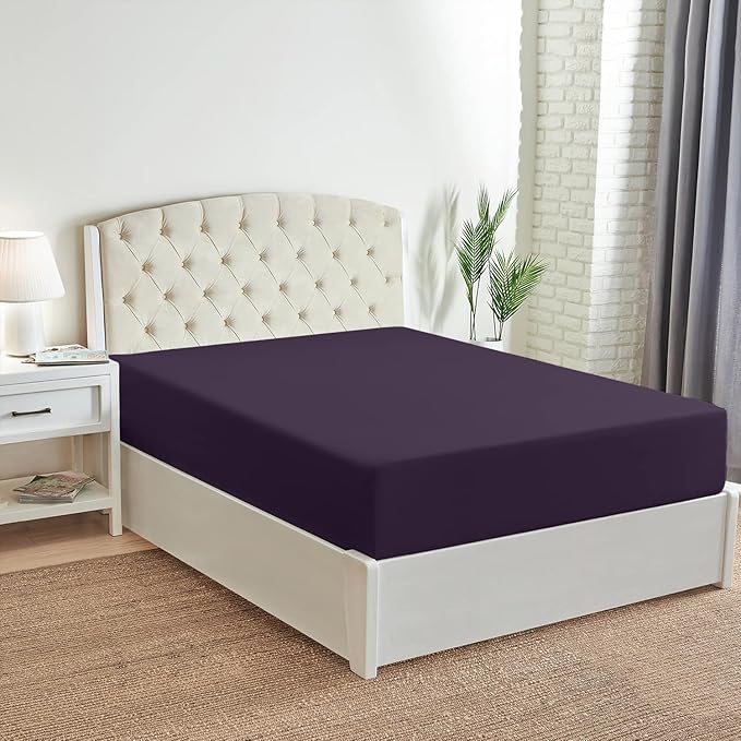 Mellanni Twin XL Fitted Sheet - Iconic Collection Bedding Sheets with up to 16 inch Deep Pocket - Soft & Cooling - Fade & Stain Resistant - 1 PC (Twin XL, Purple)