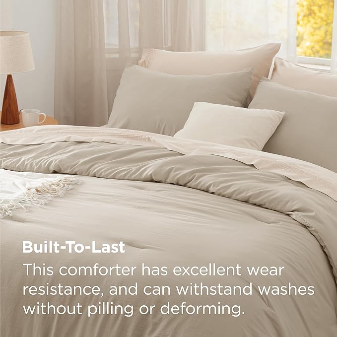 Bedsure King Comforter Set, Sand Soft Prewashed Bedding for All Seasons, 3 Pieces GentleSoft™ Bed Set, 1 Lightweight Comforter (104"x90") and 2 Pillowcases (20"x36")