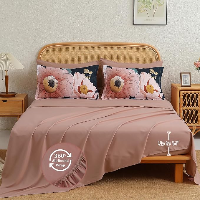 Xruibed King Comforter Set Blue Floral Comforter King Size 7 Pieces Bed in a Bag Flower Bedding Comforter Sets Lightweight Boho Bed Set with Sheet,Pillowcases&Shams for All Season