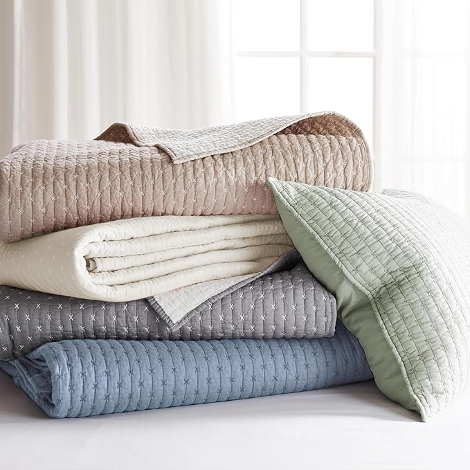 Levtex Home - Cross Stitch Bedspread Set - Queen Bedspread and Two Standard Shams - Cross Stitch Pattern - Bedspread (104X106in.) and Sham (20x26in.) - Cotton