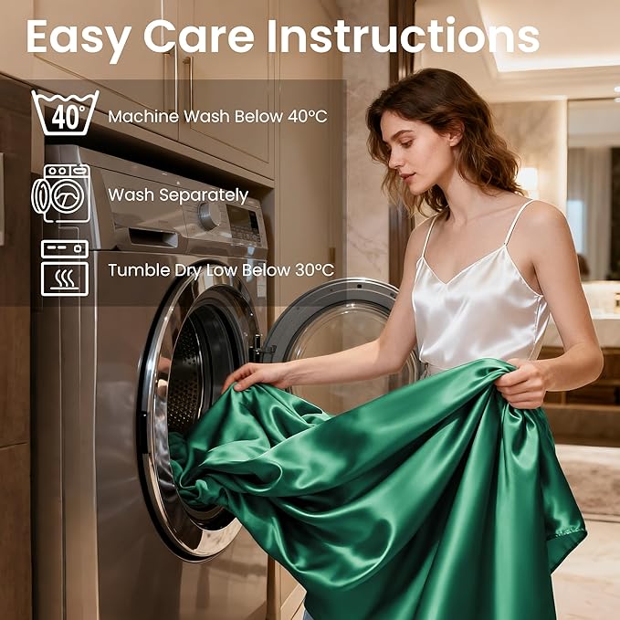 Love's cabin Satin King Sheet Sets - 4 Piece Dark Green Silky Sheets King Size Bed with Deep Pocket, Luxury Silk Feel King Size Satin Sheet Set (1 Flat Sheet,1 Fitted Sheet,2 Pillow Cases)