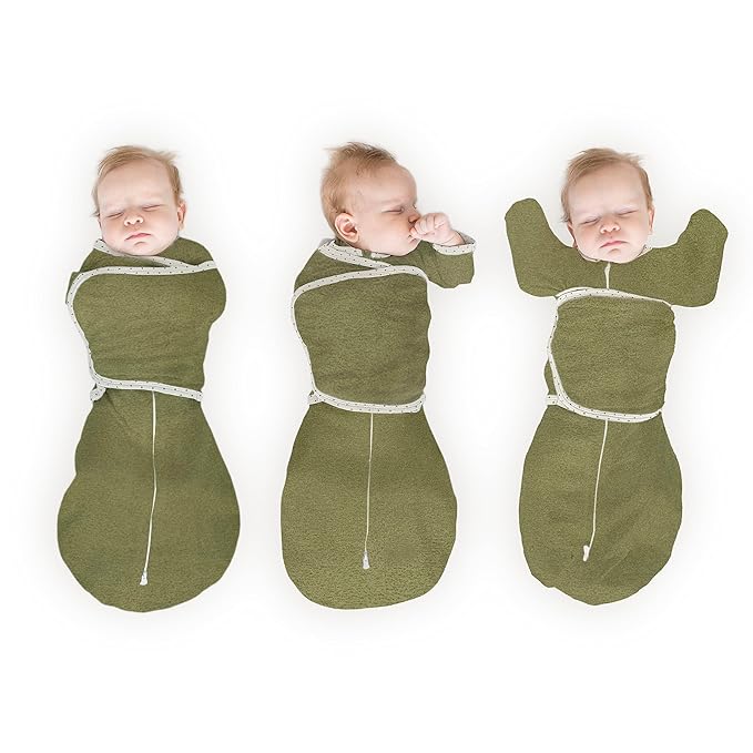 SwaddleDesigns 6-Way Omni Swaddle Sack, Arms Up Swaddle for Newborn, More Options to Calm Startle Reflex, Improves Sleep, 12-18 lbs, Heathered Green Turtle