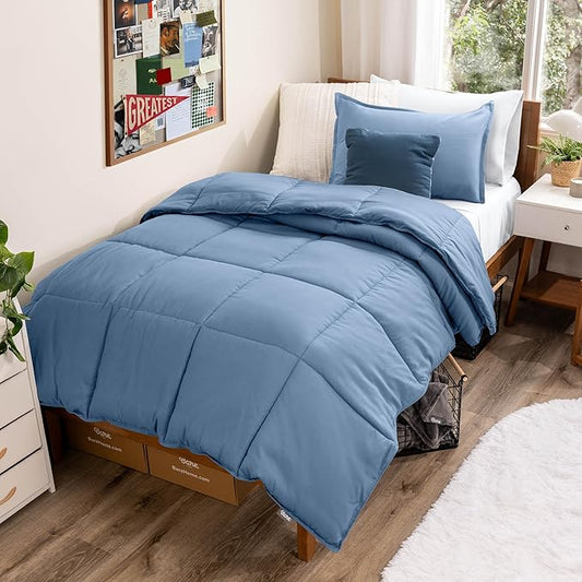 Bare Home Comforter Set - Twin/Twin Extra Long Size Ultra-Soft Goose Down Alternative Premium 1800 Series All Season Warmth (Twin/Twin XL, Coronet Blue)