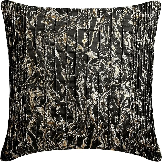 The HomeCentric King/Queen/Twin Black Decorative Bed Runner Queen 74"x18" Bed Runner Without Pillow Cover, Marble Pattern, Pintucks, Quilted Bed Scarf on Jacquard Fabric - Stellaris