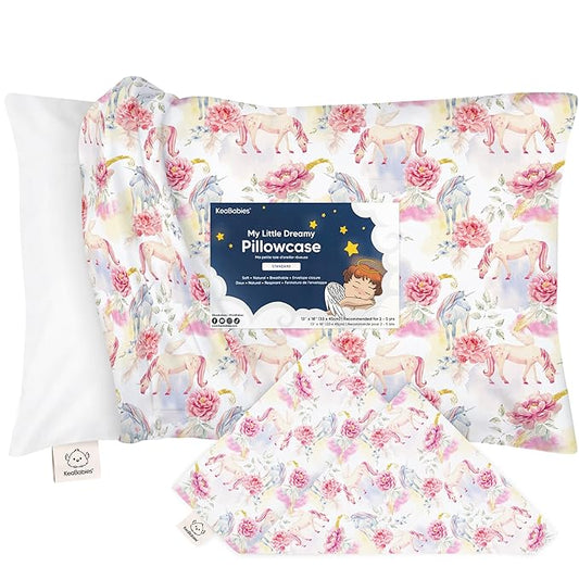 KeaBabies Toddler Pillowcase 13"x18" - Organic Cotton Toddler Pillowcase for Kids, Boys, Girls, Soft & Durable Cotton Cover for Miniature Sleepy Pillows, Cute Colors, Pillow Sold Separately(Fantasy)