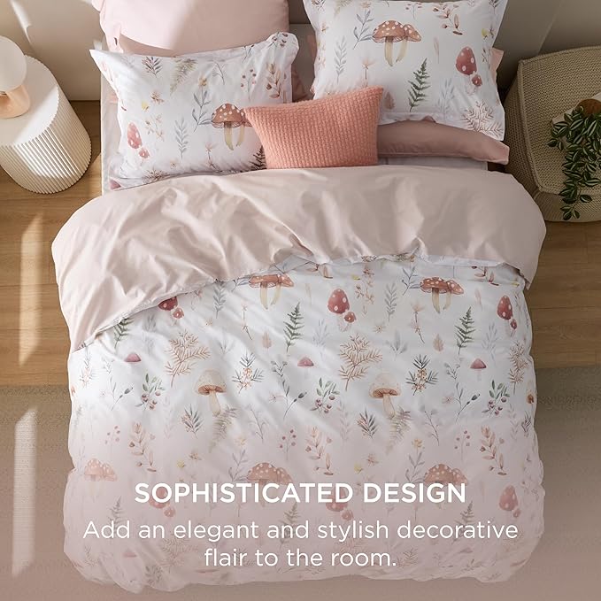 Bedsure Duvet Cover Queen Size - 100% Cotton Reversible Cute Flower Floral Queen Duvet Cover Set with Zipper Closure, 3 Pieces Soft & Breathable Shell Beige Bedding Set with 2 Pillow Shams 20"x26"