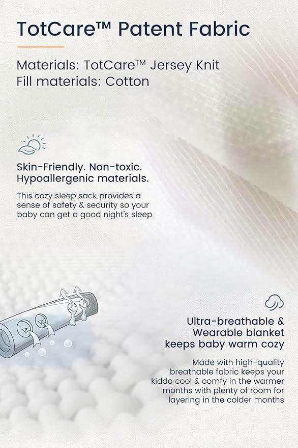 TotAha Sleep Sack 3 Pack, Breathable Sleep Bag for Infant Girl Boy, Wearable Blanket Baby Sleeping Sacks with 2-way Safe Zipper, 0.5 TOG