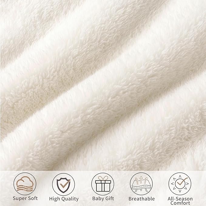 Pro Goleem Fleece Baby Blanket with 2 Inch Satin Trim Soft Anti-Static Plush Blanket for Boys and Girls Christmas Baby Gifts for Babies 30''x40''，White