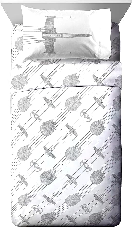 Jay Franco Star Wars Falcon Schematics 5 Piece Twin Size Bed Set - Includes Comforter & Sheet Set - Super Soft Kids Bedding Fade Resistant Microfiber