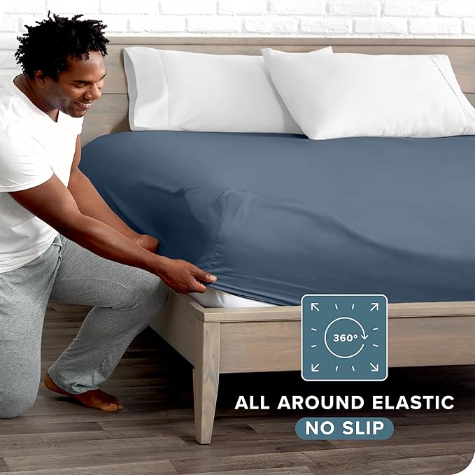 Fitted Bottom Sheet Full Size - Premium 1800 Microfiber - Ultra-Soft Hotel Luxury - Deep Pocket - Durable and Long Lasting - Fitted Sheet (Full, Bering Sea)