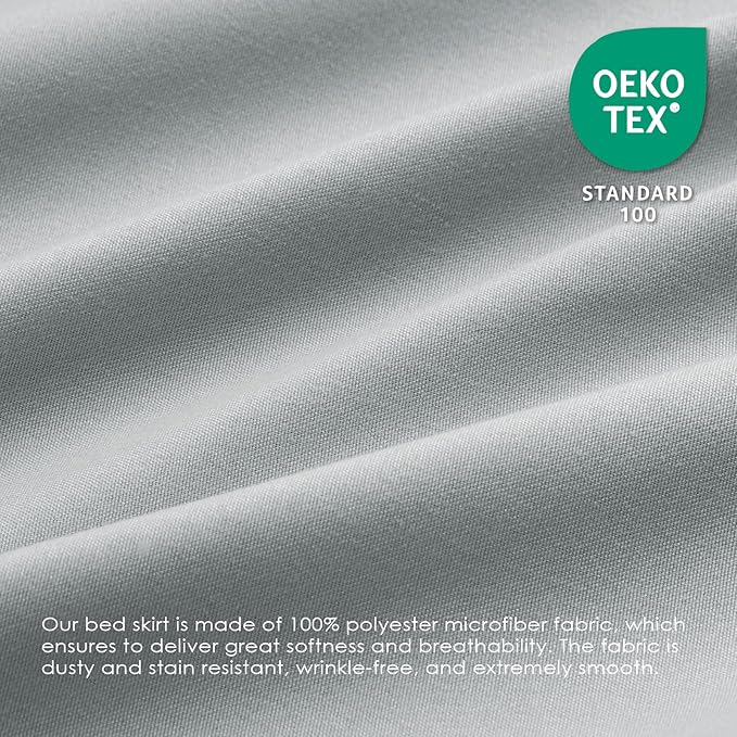 FreshCulture Twin Bed Skirt, Elastic Wrap Around Bed Skirt Twin Size, Bed Skirts for Adjustable Bed, Easy Fit with 18 Inch Drop Length, Hotel Quality Dust Ruffle for Twin Bed (Light Grey)