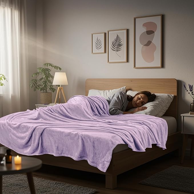 Utopia Bedding Fleece Blanket Queen Size Lilac 300GSM Luxury Fuzzy Soft Anti-Static Microfiber Bed Blanket (90x90 Inch)