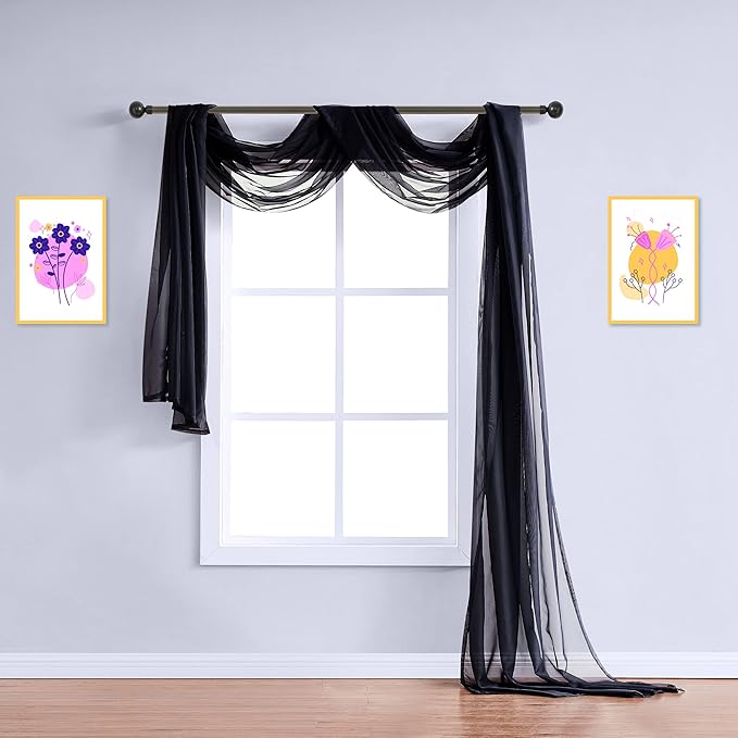 Warm Home Designs Black Bed Canopy Curtains in 55 x 144 Inch Size. Our Twin Canopy Bed Curtains Work Great as Kids Canopy, Bed Scarf, Bed Curtain or to Enhance Bed Decor. BC Black 144"