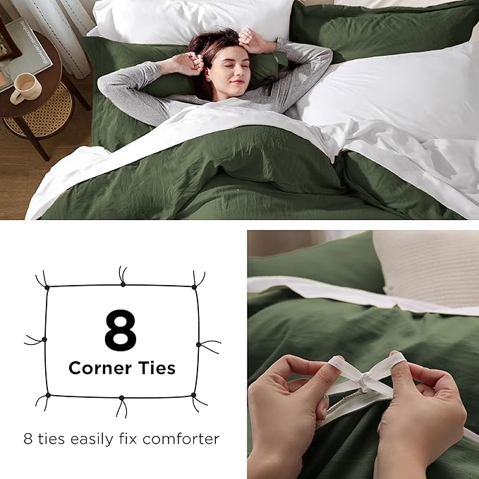 Bedsure Olive Green Duvet Cover King Size Only - Prewashed Cotton-Like Polyester Extra Soft All Season Bedding, Includes 1 Duvet Cover 104x90 Inches with Zipper Closure, Comforter Not Included