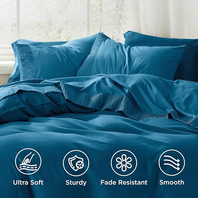 Bedsure California King Sheet Sets - 4 Pieces Soft Cal King Sheets - Breathable & Cooling - Hotel Luxury - Easy Care Polyester Microfiber Bedding for Women, Men, Teal Blue
