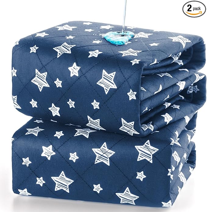 Waterproof Bed Pads Washable, Absorbent Chuck Pads Non Slip for Incontinence, Washable Pee Pads for Dogs, Waterproof Mattress Protector for Seniors, Bedwetting Kids, Hospitals, Pets, 34"x52" 2 Pack