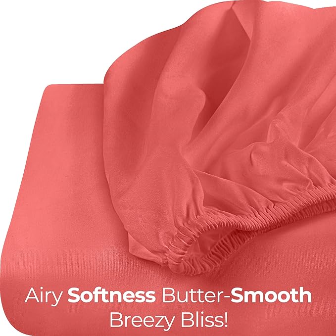 Utopia Bedding King Fitted Sheet - Bottom Sheet - Deep Pocket - Soft Microfiber - Shrinkage and Fade Resistant - Easy Care -1 Fitted Sheet Only (Coral)