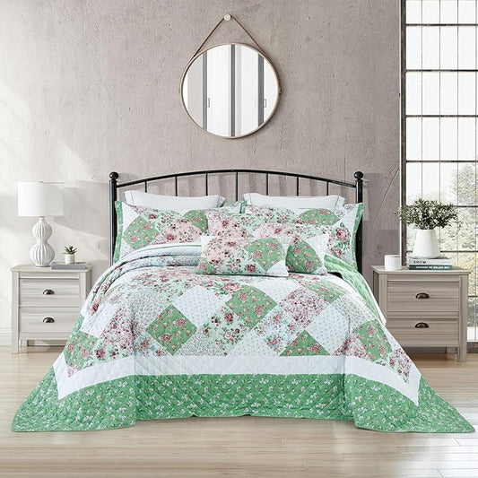 Oversized King Bedspread, Reversible, 6 Piece, 100% Microfiber, King/Cal King, Rose