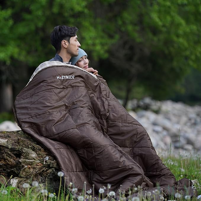 Cold Weather Sleeping Bag 100% Cotton Flannel XXL for Adults Big and Tall,Free Compression Sack