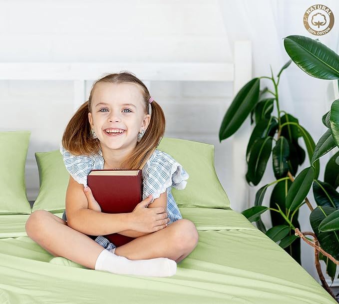 400 Thread Count 100% American Grown Cotton Flat Sheet - Cooling Sheets - Full Sheets - Luxury Sateen Weave - Full Flat Sheet Sold Separately - Super Soft Green Flat Sheet Only (Full, Florentine Sage)