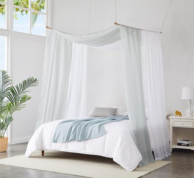 Warm Home Designs Grey Silver Bed Canopy Curtains in 55 x 360 Inch Size. Our King Canopy Bed Curtains Work Great as Kids Canopy, Bed Scarf, Bed Curtain or to Enhance Bed Decor. BC Silver 360"