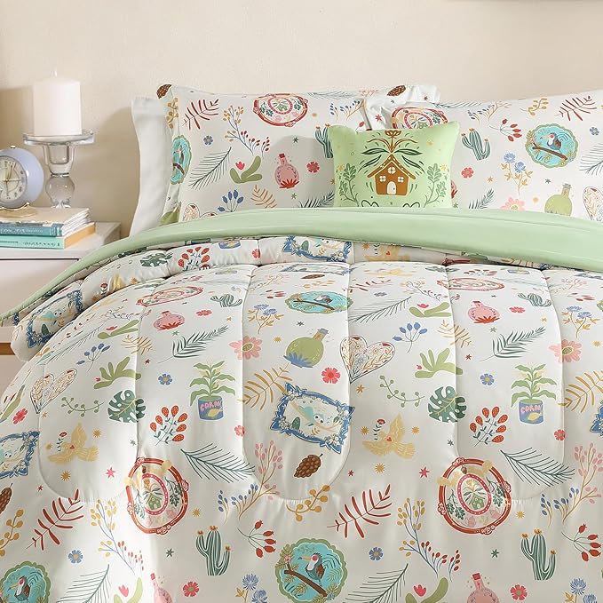 Kids Comforter Set Full Size for Girls, Forest Friends Bedding Set 1 Comforter, 1 Decor Pillow, 2 Pillow Shams