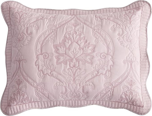 CHIXIN Microfiber King Pillow Shams Set of 2 - Quilted Decorative Pillow Covers - Pale Rose - Size (20" x 36")