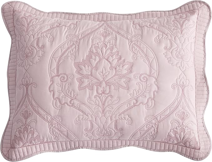 CHIXIN Microfiber Standard Pillow Shams Set of 2 - Quilted Decorative Pillow Covers - Pale Rose - Size (20" x 26")