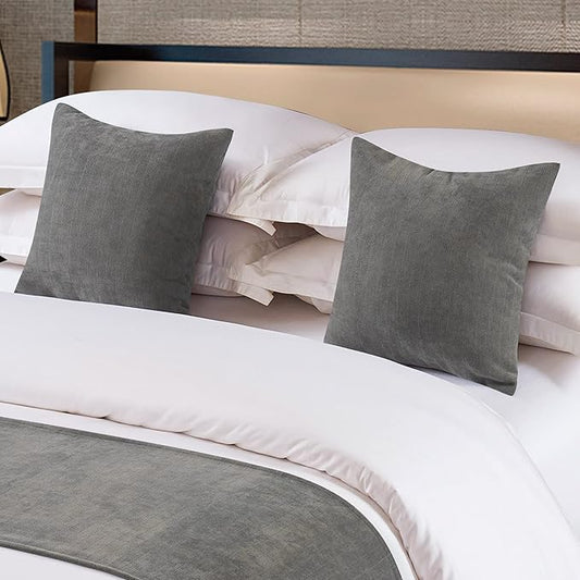 OSVINO Solid Bed Runner Textured Chenille Bed End Scarf Decorative Bedding Protection for Hotel Bedroom Wedding Room