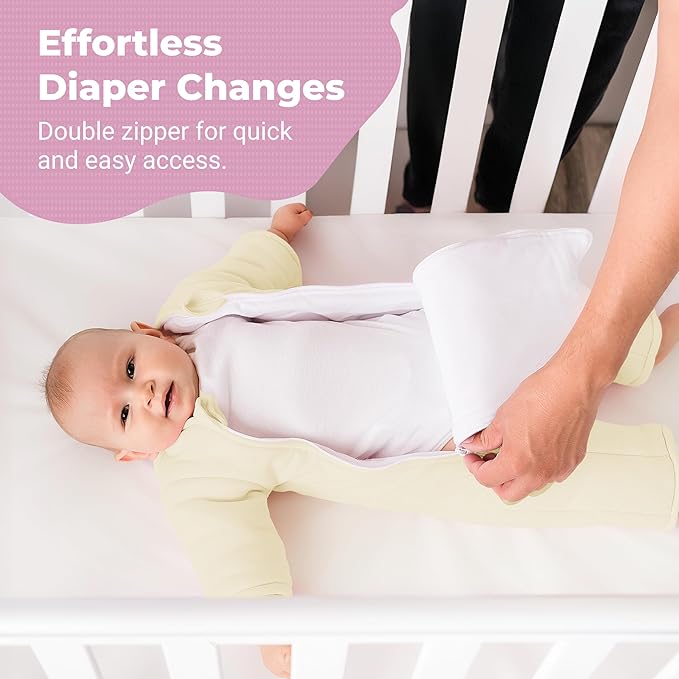 Magic Sleepsuit Baby Merlin's Microfleece Baby Swaddle Transition Product - Soft and Cozy Design, Double Zipper for Easy Diaper Changes, Promotes Safe Sleep, 3-6 Months - Cream - Small 12-18lbs