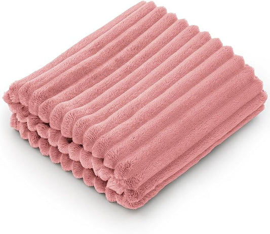 BEDELITE Baby Blankets for Boys Girls 30"x 40" - 3D Ribbed Jacquard Cute Fuzzy Fleece Blanket, Warm and Breathable Soft Cozy Infant Toddler Blanket for Newborn All Seasons Suitable, Pink