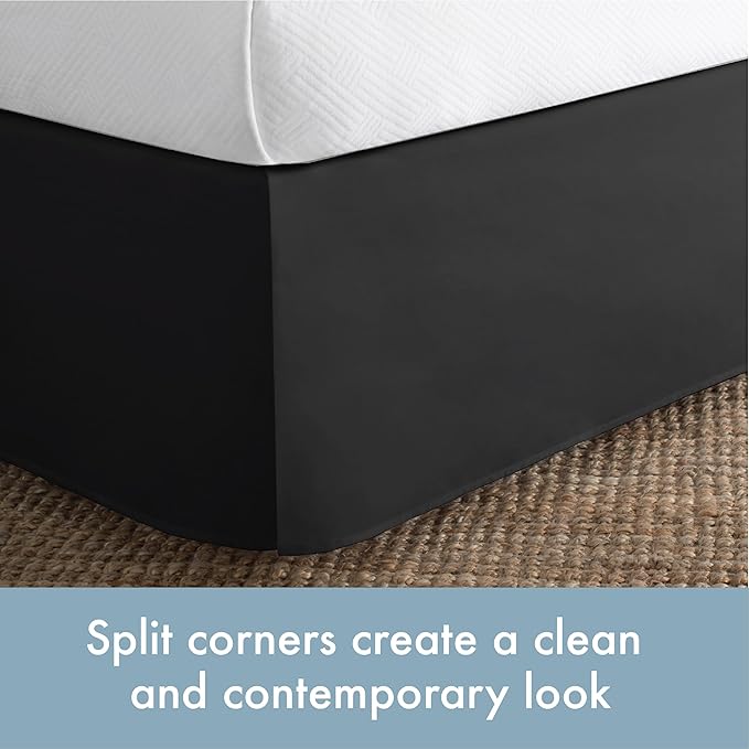 Today’s Home Classic Tailored Bed Skirt Dust Ruffle, Cotton Blend Design, 14" Drop Length, California King, Black