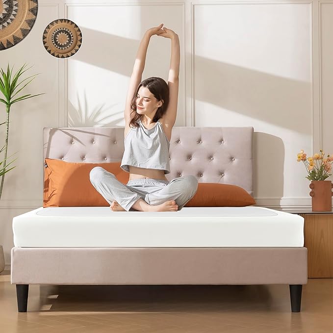 Biscaynebay Decorative Box Spring Cover Twin & Twin XL Size, Ivory Luxurious Jersey Knitting Stretchy Wrap Around 4 Sides Bed Skirt for Home/Hotels, Easy Fit Wrinkle Free Machine Washable