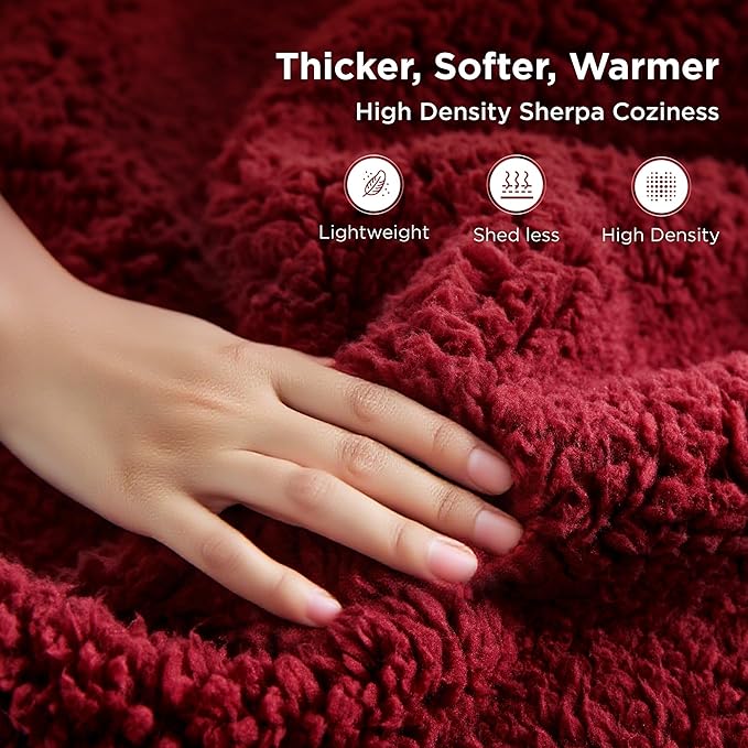 Sophia & William Throw Blanket for Couch Sofa(50x60 Inches) - Reversible Fluffy Soft Blanket, Gifts for Women, Red