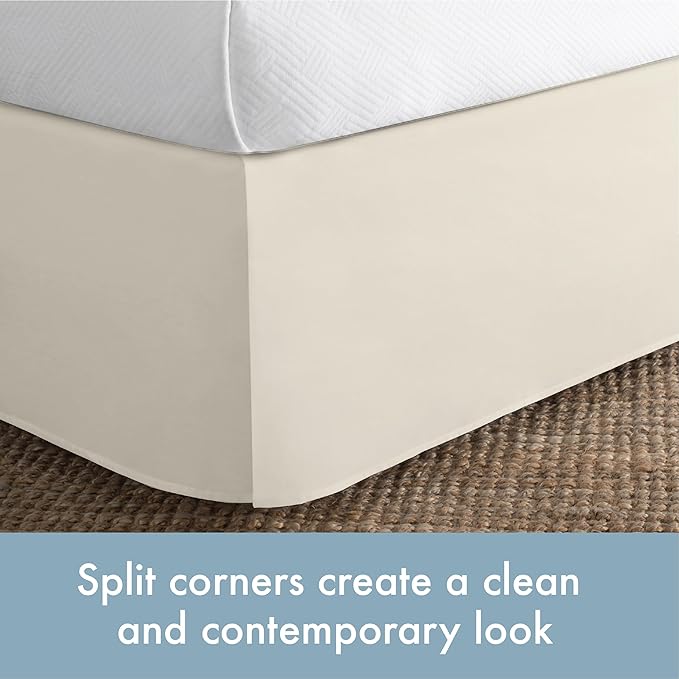 Today’s Home Classic Tailored Bed Skirt Dust Ruffle, Cotton Blend Design, 14" Drop Length, Queen, Buttercream